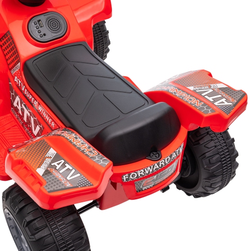 Aosom 6V Kids ATV Quad, 4 Wheeler Battery Powered Electric Ride on Car with Music, Forward, for Boys and Girls Ages 18-36 Months, Red