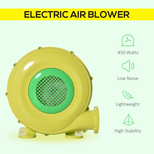 Outsunny Electric Air Blower 450-Watt Fan Blower Compact and Energy Efficient Pump Indoor Outdoor for Inflatable Bounce House, Bouncy Castle and