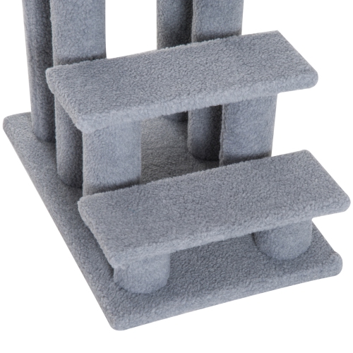 PawHut 4-Step Multi-Level Carpeted Cat Scratching Post Pet Stairs, Grey