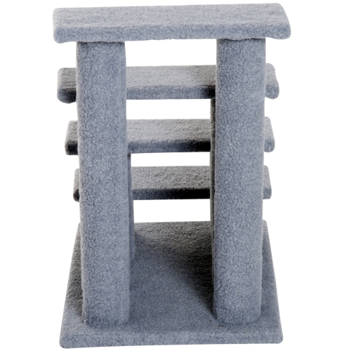PawHut 4-Step Multi-Level Carpeted Cat Scratching Post Pet Stairs, Grey