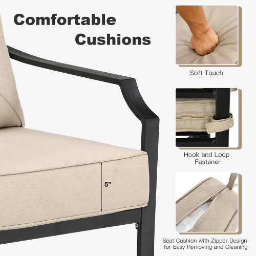 Costway 4 PCS Patio Furniture Set Cushion Sofa Loveseat Sectional Garden Deck Poolside