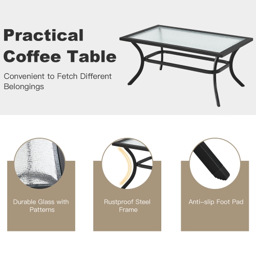 Costway 4 PCS Patio Furniture Set Cushion Sofa Loveseat Sectional Garden Deck Poolside