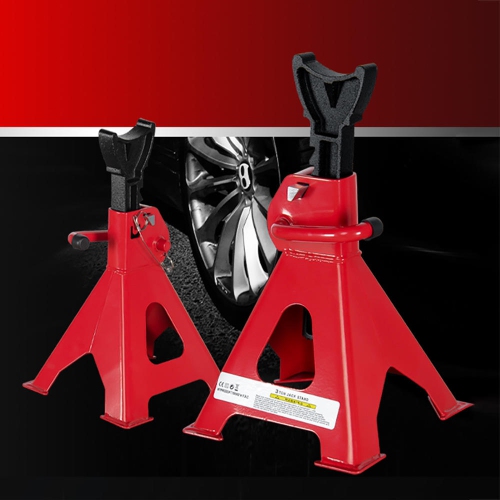 Support de cric de voiture réglable en acier de 3 tonnes, rouge, 1 paire - PrimeCables®