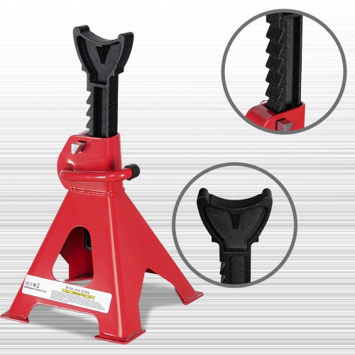 Support de cric de voiture réglable en acier de 3 tonnes, rouge, 1 paire - PrimeCables®