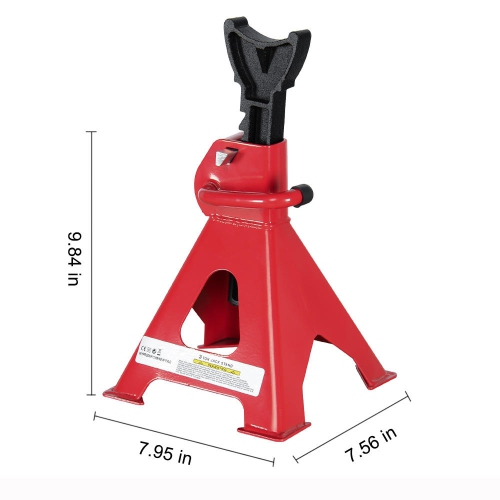 Support de cric de voiture réglable en acier de 3 tonnes, rouge, 1 paire - PrimeCables®