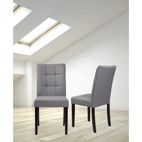 QUEENSONS  Light Dining Chair (Set Of 2) Clare With Espresso Legs In Grey