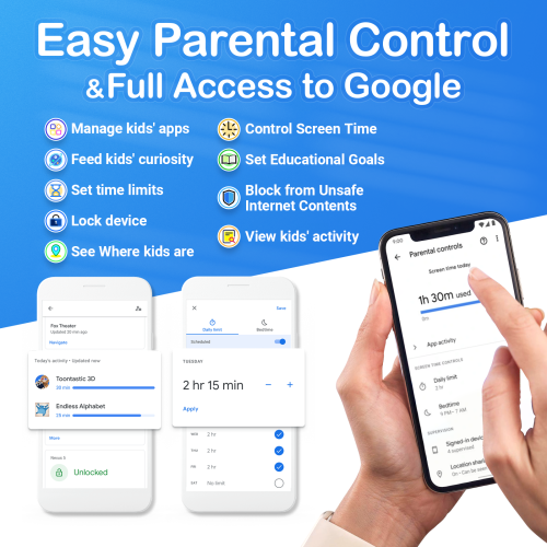Tablette pour enfants Contixo V10+, HD de 7 pouces, 3 à 7 ans, tablette pour tout-petits avec caméra, contrôle parental, Android 10, 32 Go,