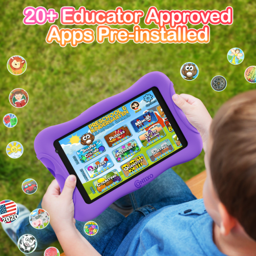Tablette pour enfants Contixo V10+, HD de 7 pouces, 3 à 7 ans, tablette pour tout-petits avec caméra, contrôle parental, Android 10, 32 Go,