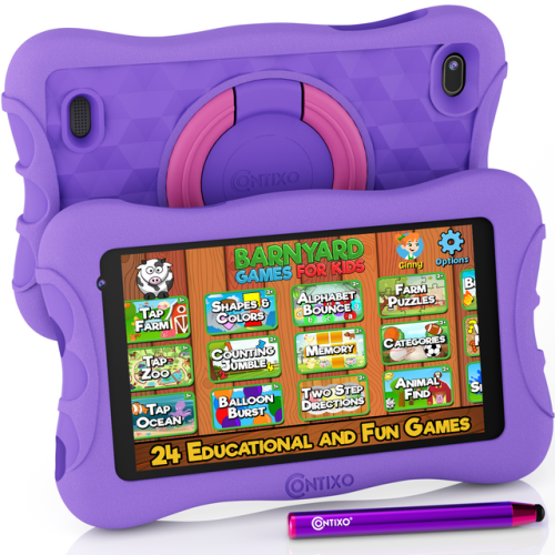 Tablette pour enfants Contixo V10+, HD de 7 pouces, 3 à 7 ans, tablette pour tout-petits avec caméra, contrôle parental, Android 10, 32 Go,