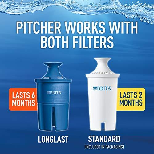Brita Space Saver Water Filter Pitcher with 1 Standard Filter, Black, 6 Cup - 60258360363