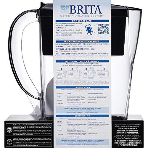 Brita Space Saver Water Filter Pitcher with 1 Standard Filter, Black, 6 Cup - 60258360363