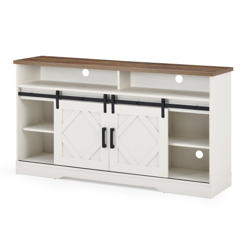 Wampat 2-in-1 Design Fireplace TV Stand for TVs Up to 65 Inch, 2 Heating Mode, 5 Brightness, White