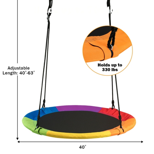 Gymax 40'' Flying Saucer Tree Swing Extra Large Heavy Duty A-Frame Steel Swing Stand