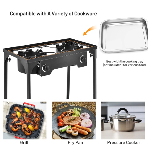 Gymax Outdoor 2-Burner Stove High Pressure Propane Gas Camp Stove 150,000 BTU