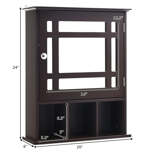 Gymax Mirrored Medicine Cabinet Bathroom Wall Mounted Storage W/Adjustable Shelf