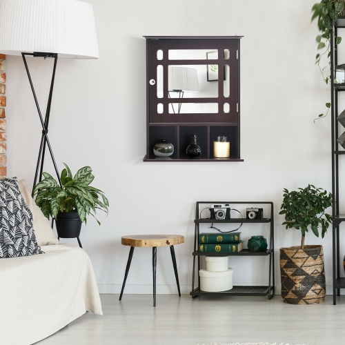 Gymax Mirrored Medicine Cabinet Bathroom Wall Mounted Storage W/Adjustable Shelf