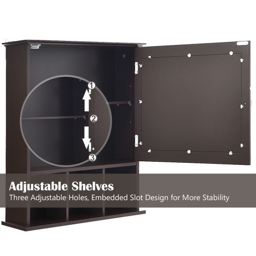 Gymax Mirrored Medicine Cabinet Bathroom Wall Mounted Storage W/Adjustable Shelf