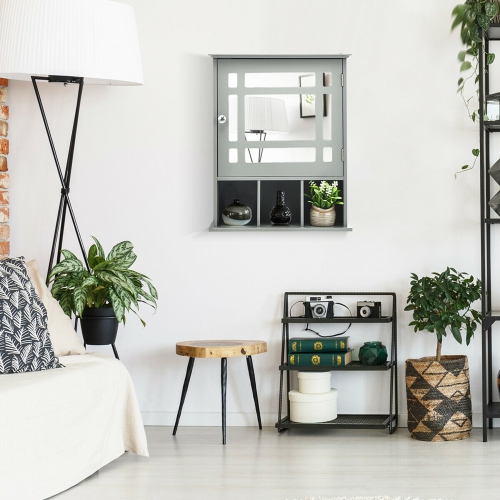 Gymax Mirrored Medicine Cabinet Bathroom Wall Mounted Storage W/Adjustable Shelf