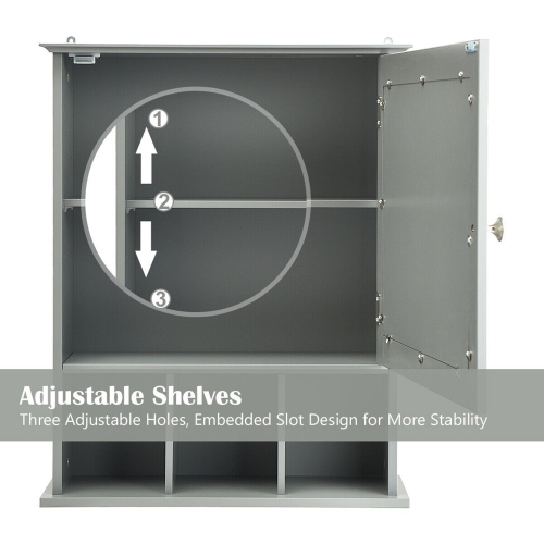 Gymax Mirrored Medicine Cabinet Bathroom Wall Mounted Storage W/Adjustable Shelf