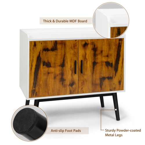 Gymax Sideboard Buffet Storage Cabinet w/2 Door Metal Legs Accent Cabinet 32In