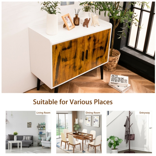 Gymax Sideboard Buffet Storage Cabinet w/2 Door Metal Legs Accent Cabinet 32In