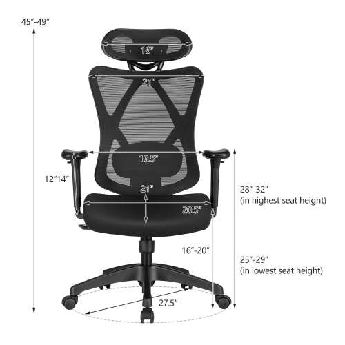 Gymax Reclining Mesh Office Chair Swivel Chair w/ Adjustable Lumbar Support