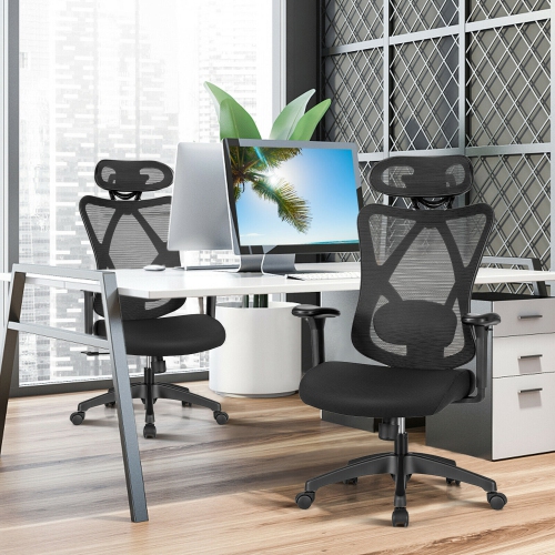 Gymax Reclining Mesh Office Chair Swivel Chair w/ Adjustable Lumbar Support