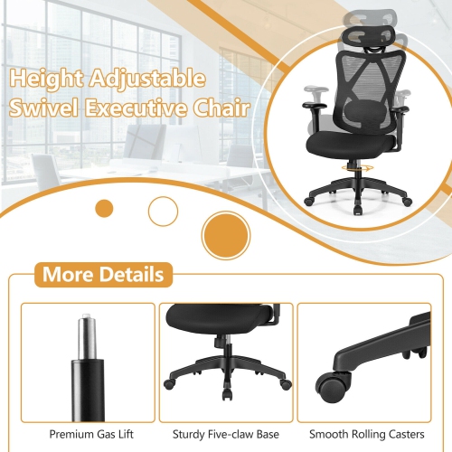 Gymax Reclining Mesh Office Chair Swivel Chair w/ Adjustable Lumbar Support