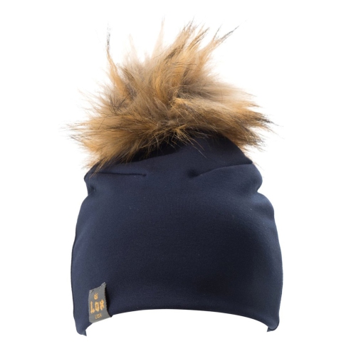 Lox Lion Single Pom Pom Bamboo Beanie - Navy