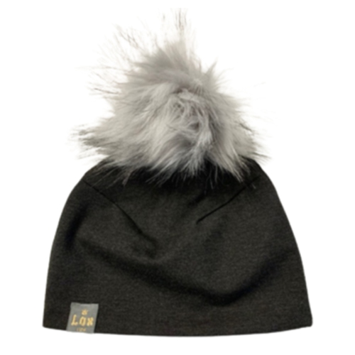 Lox Lion Single Pom Pom Bamboo Beanie - Black