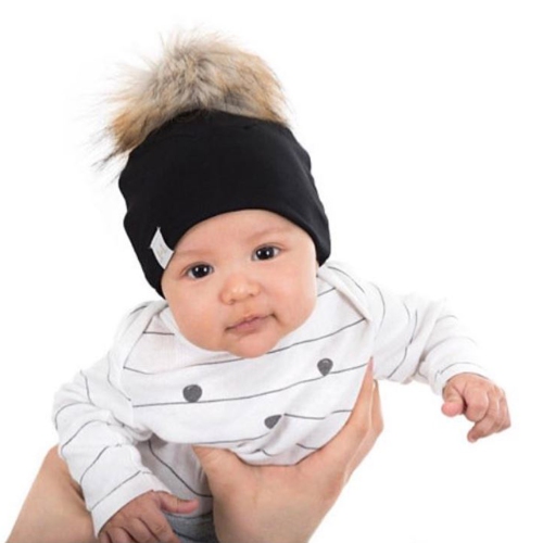 Lox Lion Single Pom Pom Bamboo Beanie - Black