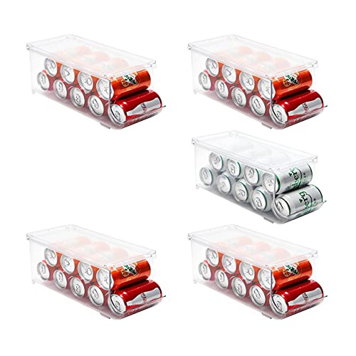 JINAMART Refrigerator Organizer Bin Pop Soda Can Beverage Holder for Fridge, Kitchen, Countertops, Cabinets, Clear Plastic Can Dispenser and Canned