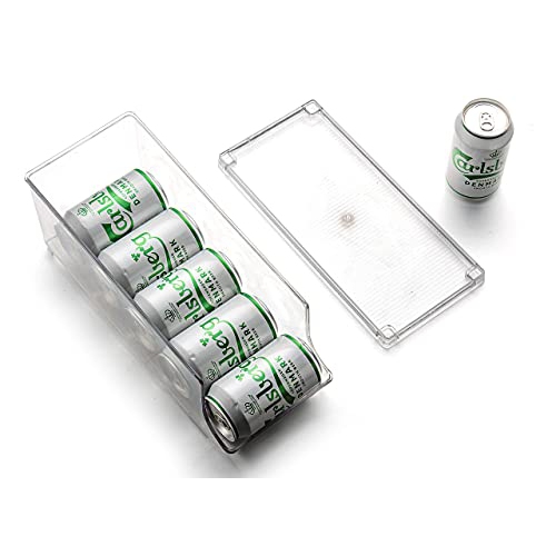 JINAMART Refrigerator Organizer Bin Pop Soda Can Beverage Holder for Fridge, Kitchen, Countertops, Cabinets, Clear Plastic Can Dispenser and Canned