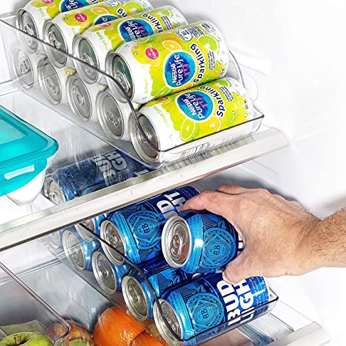 JINAMART Refrigerator Organizer Bin Pop Soda Can Beverage Holder for Fridge, Kitchen, Countertops, Cabinets, Clear Plastic Can Dispenser and Canned