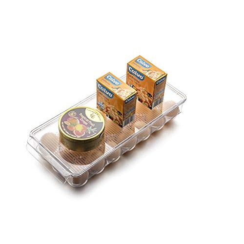 JinaMart Fridge Bin Egg Holder | Stackable BPA-Free Plastic Egg Holders with Lid for Refrigerator | Deviled Egg Storage Tray/Drawer for Fridge,