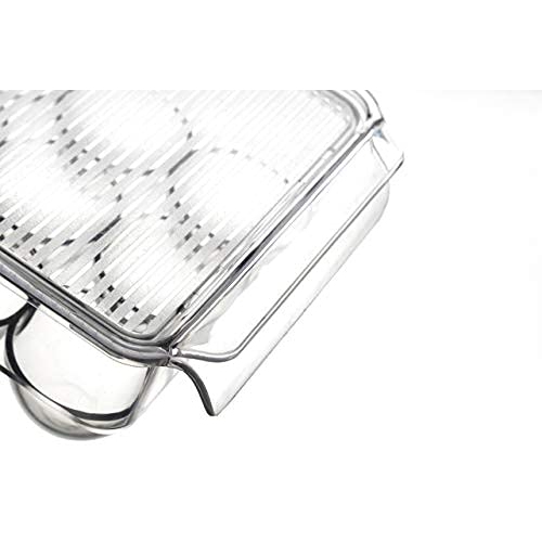 JinaMart Fridge Bin Egg Holder | Stackable BPA-Free Plastic Egg Holders with Lid for Refrigerator | Deviled Egg Storage Tray/Drawer for Fridge,