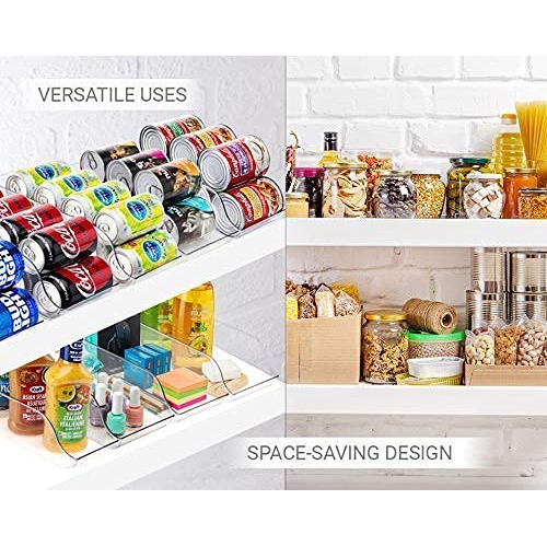 JINAMART Refrigerator Organizer Bin Pop Soda Can Beverage Holder for Fridge, Kitchen, Countertops, Cabinets - Clear Plastic Can Dispenser and Canned