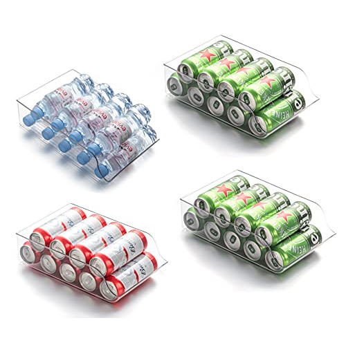 JinaMart Wide Plastic Kitchen Water Bottle Storage Organizer Tray Rack - Holder and Organizer for Refrigerators, Freezers, Cabinets, Pantry (4 PCS)