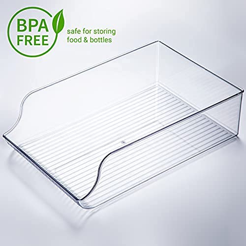 JinaMart Wide Plastic Kitchen Water Bottle Storage Organizer Tray Rack - Holder and Organizer for Refrigerators, Freezers, Cabinets, Pantry (4 PCS)