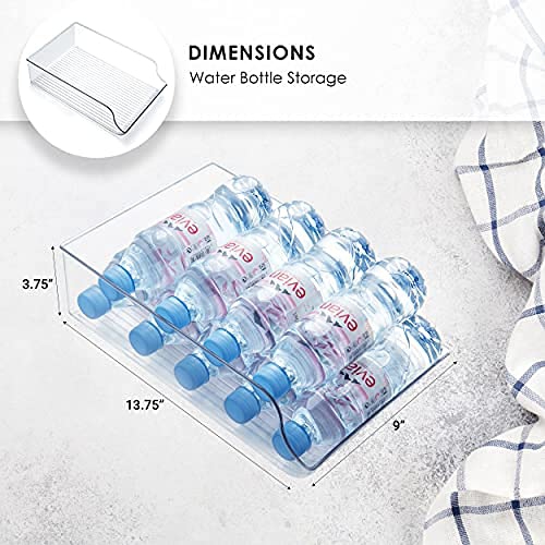 JinaMart Wide Plastic Kitchen Water Bottle Storage Organizer Tray Rack - Holder and Organizer for Refrigerators, Freezers, Cabinets, Pantry-Set of 2