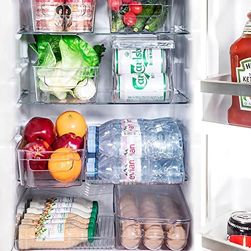 JINAMART Water Bottle Refrigerator and Freezer Organizer Bin and Pop Can Drink Holder for Fridge Pantry Basement Garage | Clear Plastic Storage Tray