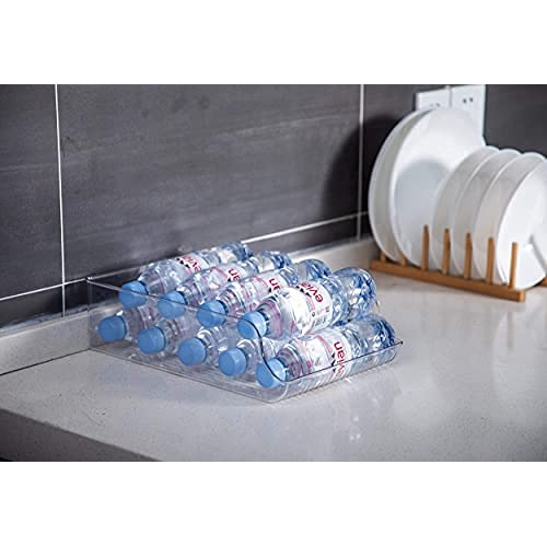 JinaMart Wide Plastic Kitchen Water Bottle Storage Organizer Tray Rack - Holder and Organizer for Refrigerators, Freezers, Cabinets, Pantry(Set of 1)