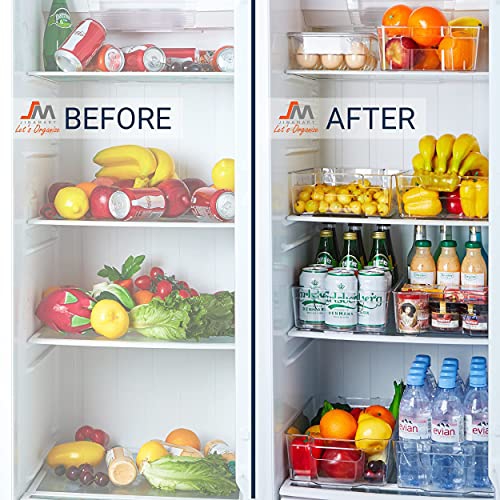 JINAMART Stackable Storage Organizer Bins for Refrigerator with Handle| BPA Free Clear Plastic Fridge Container Box for Pantry, Vegetables and Cans|