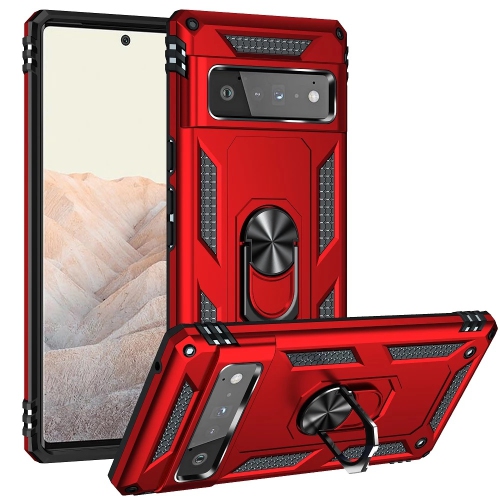 XCRS  Dual-Layer Slim Design Armor Protection Cover, Built-In Magnetic Ring, 360 ° Rotating Kickstand for Hands-Free View, Drop Protection Case for Google Pixel 6 Pro (6.7 Inch)