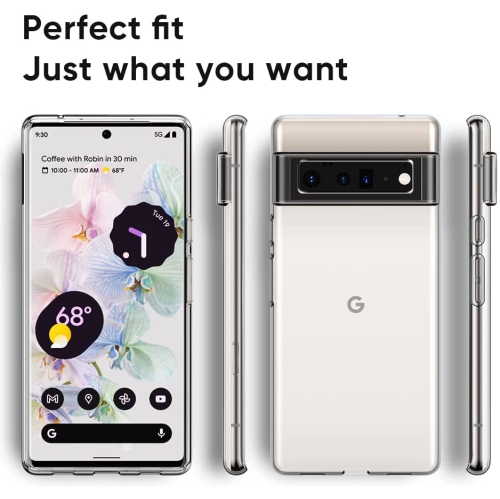 Google Pixel 6 Pro Case, KeeGuard Ultra [Slim Thin] Scratch Resistant TPU Rubber Soft Silicone Protective Crystal Clear Case Cover for Google Pixel 6