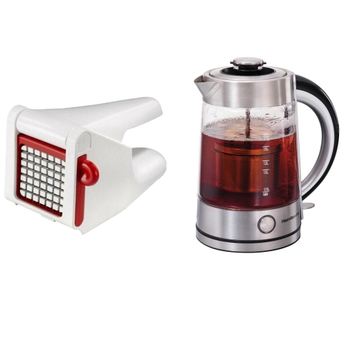Hamilton Beach 1.7 Liter Electric Glass Kettle with Tea Steeper with FREE French Fry Cutter
