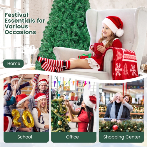 Topbuy 8' Artificial PVC Christmas Tree w/ Stand Holiday Season Green