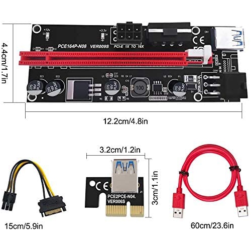 CONVERTISSEUR USB PCIE VER009S. 1x à 16x. Carte graphique Etherium altcoin