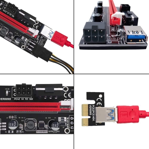 CONVERTISSEUR USB PCIE VER009S. 1x à 16x. Carte graphique Etherium altcoin