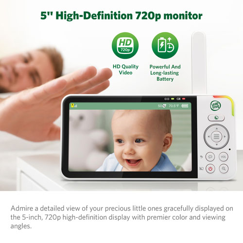 LeapFrog 5" Video Baby Monitor w/ Colour Night Vision, Zoom/Pan/Tilt, & 2-Way Audio